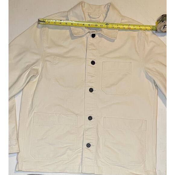 H&M Heavy Cotton Canvas Utility Overshirt Jacket L Cream Chore Style EUC Unisex - Picture 4 of 10